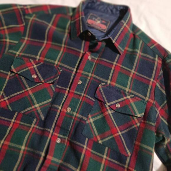 Vintage Back Packer Sportswear Men's XLTall Long-Sleeved Flannel Blue/Green/Red - Picture 4 of 14